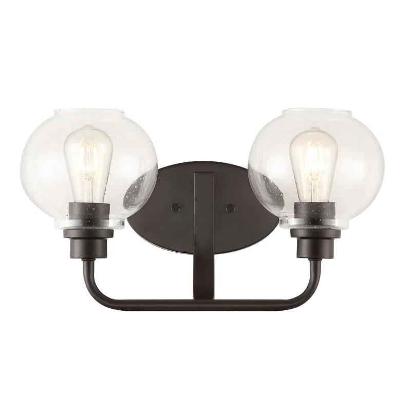 Sandrine French Country 17.5" Oil-Rubbed Bronze Vanity Light with Clear Seeded Glass