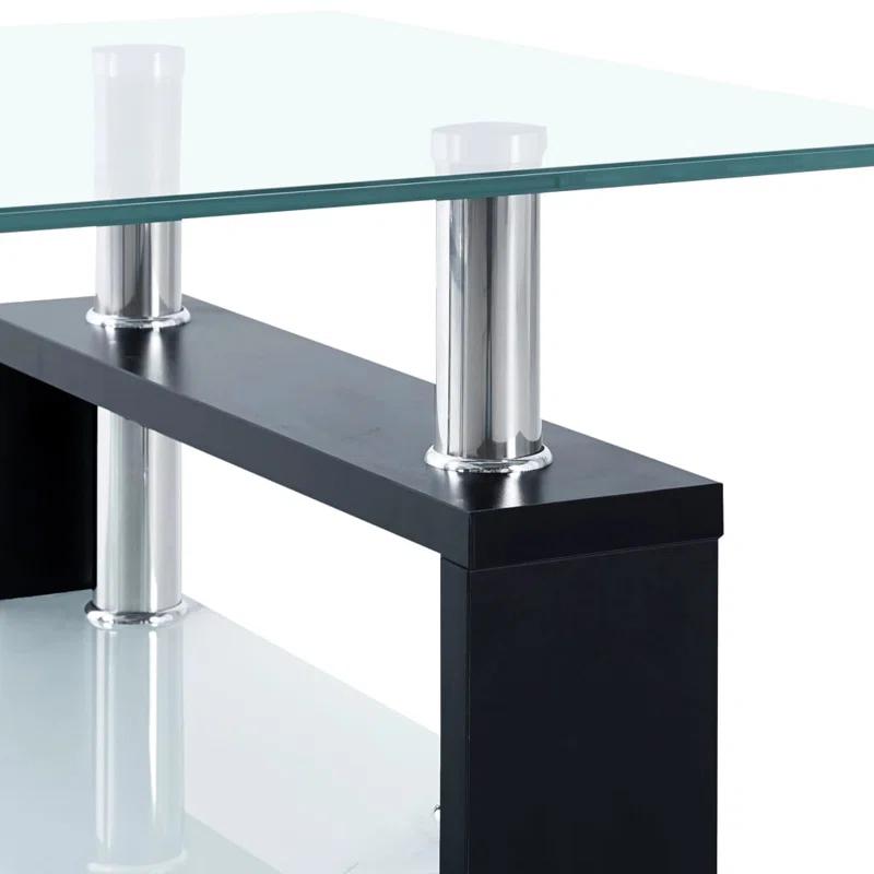 Orren Ellis Paizleigh vidaXL Coffee Table, Tempered Glass Top, Center Table, 37.4''x21.7''x15.7''
