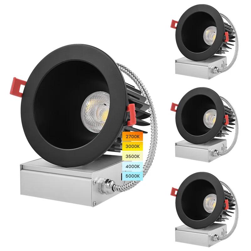 Luxrite 5-Color Selectable LED Recessed Lighting Kit, Black, Energy-Efficient