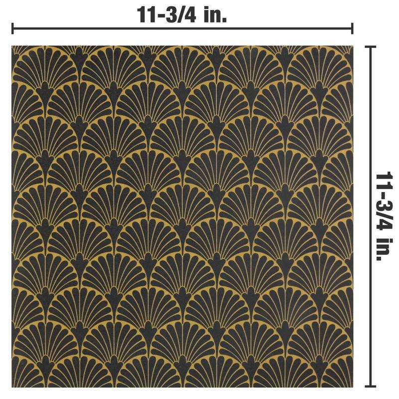 Manhattan Noir 12" x 12" Gold Motif Matte Porcelain Tile