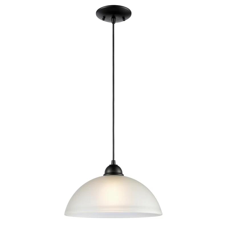 Vanity Art 1 Light Pendant in Black with Etched Glass
