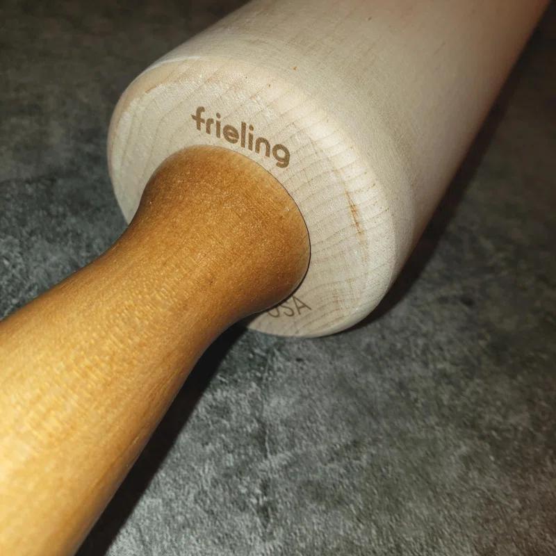 Frieling Classic Rolling Pin with handles, 12", Brown