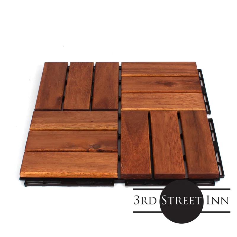 12" x 12" Wood Interlocking Deck Tile (Set of 10)