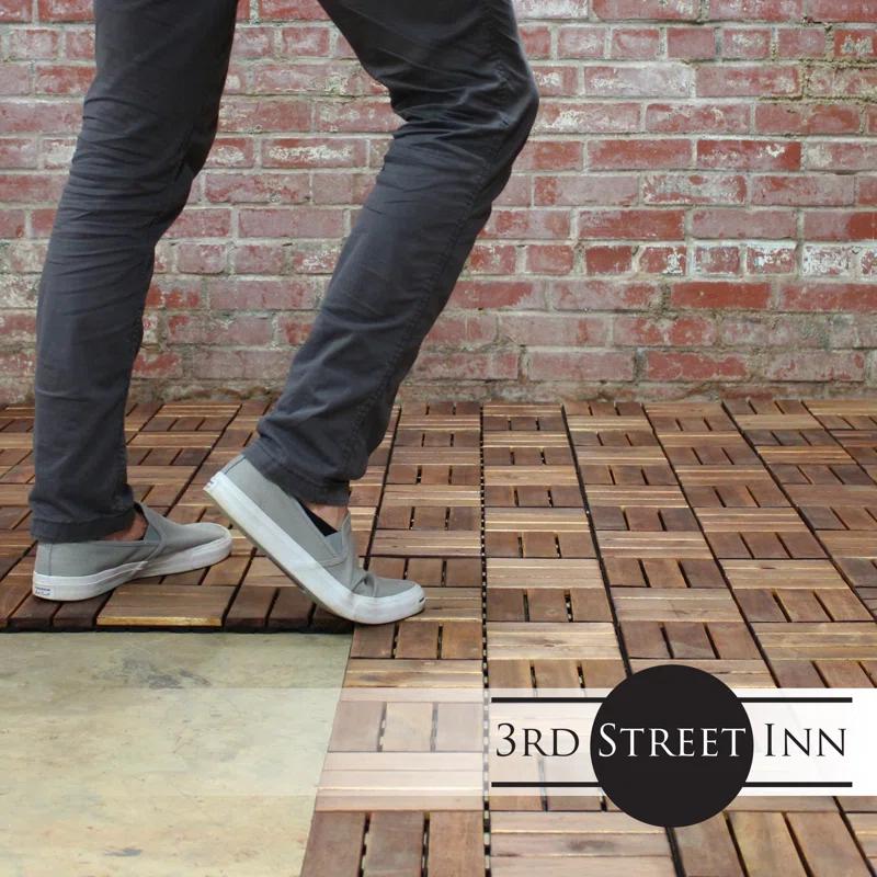 12" x 12" Wood Interlocking Deck Tile (Set of 10)