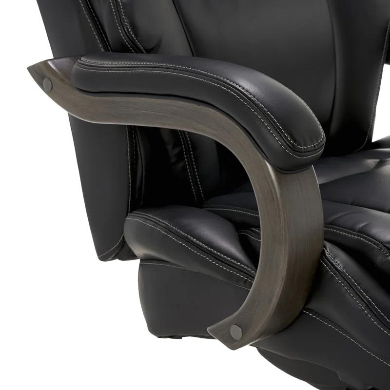 La-Z-Boy La-Z-Boy Harnett Big and Tall Executive Office Chair, Ergonomic High-Back Chair with Solid Wood Arms, ComfortCore with Memory Foam Cushions, Bonded Leather