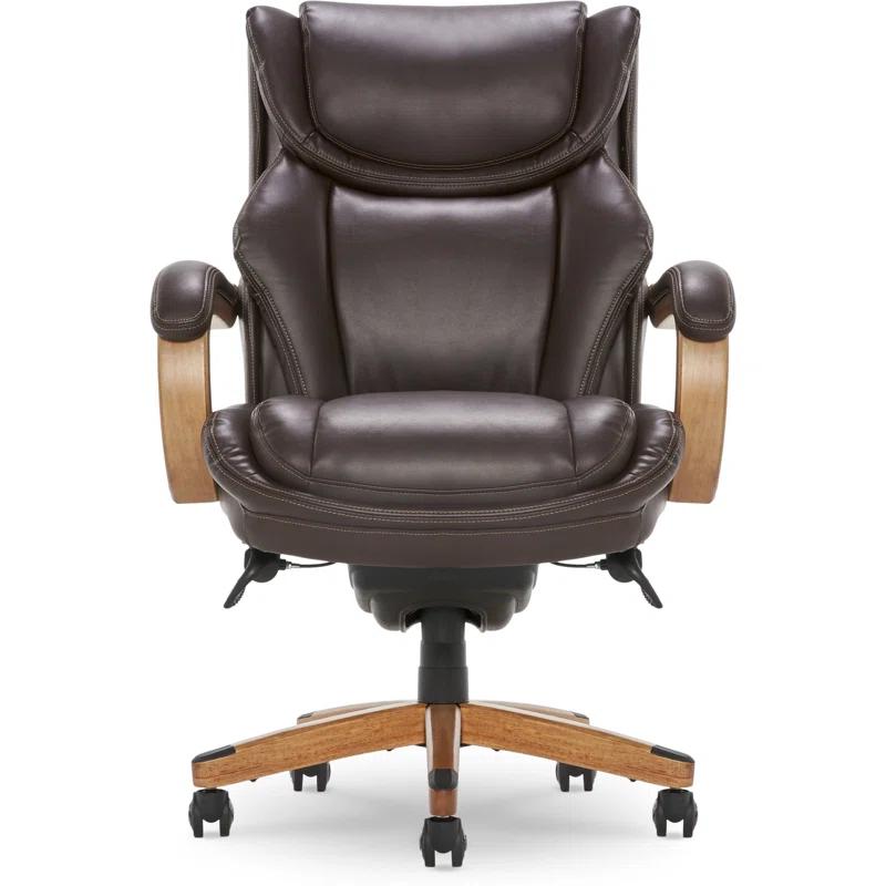 La-Z-Boy La-Z-Boy Harnett Big and Tall Executive Office Chair, Ergonomic High-Back Chair with Solid Wood Arms, ComfortCore with Memory Foam Cushions, Bonded Leather