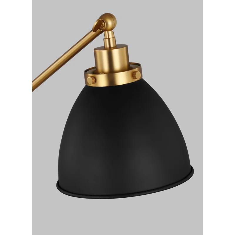 Wellfleet Adjustable Dome Desk Lamp in Matte White and Burnished Brass