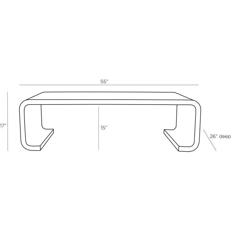 Lux Aerodynamic Rectangular Coffee Table with Brass Inlay