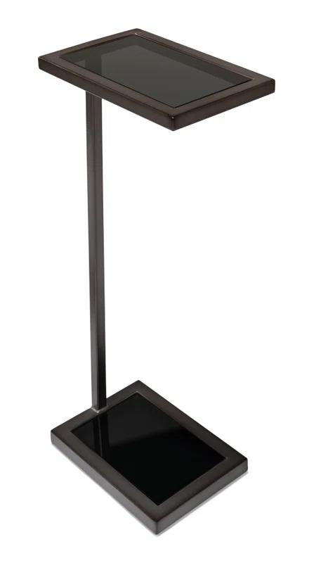 Modern Black Metal and Glass Rectangular Side Table