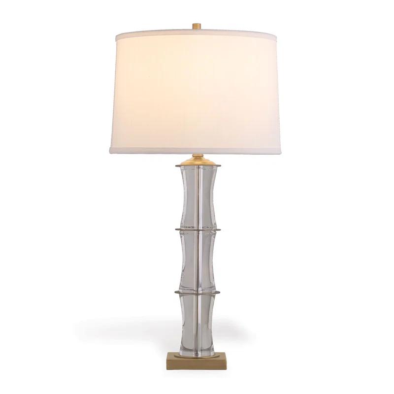 Rivoli Exotic Crystal & Nickel Table Lamp with Off-White Drum Shade