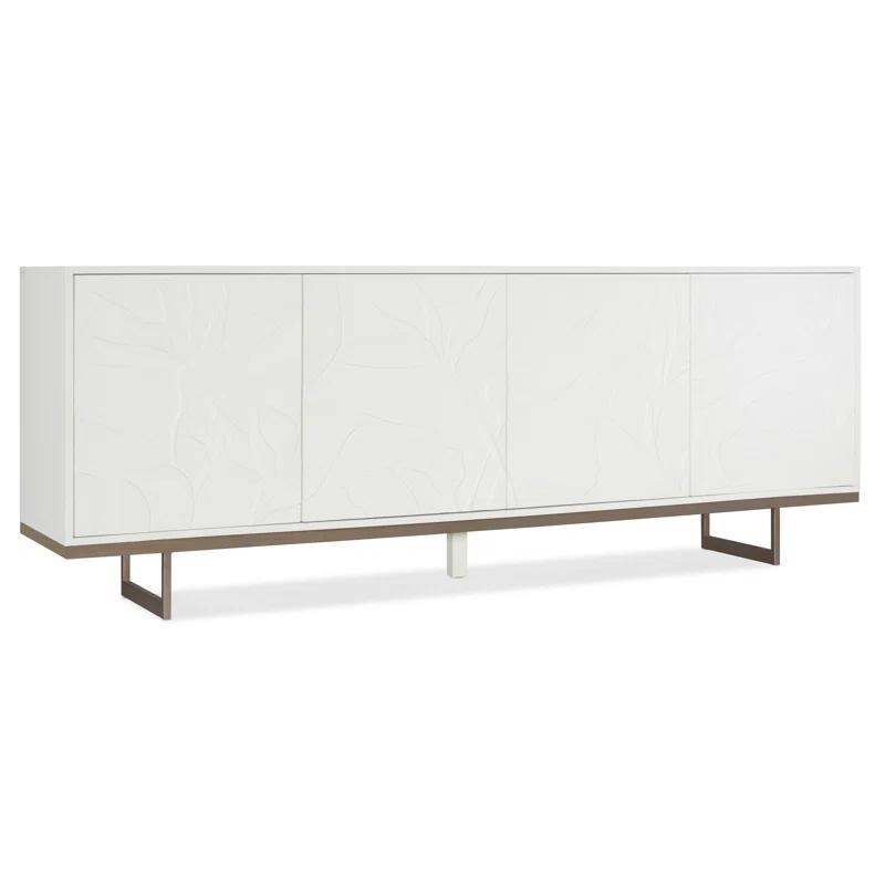 White and Gold 92'' Floral Motif Sideboard