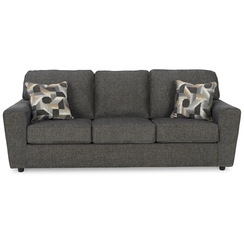 Contemporary Gray 86" Fabric Sofa with Removable Cushions