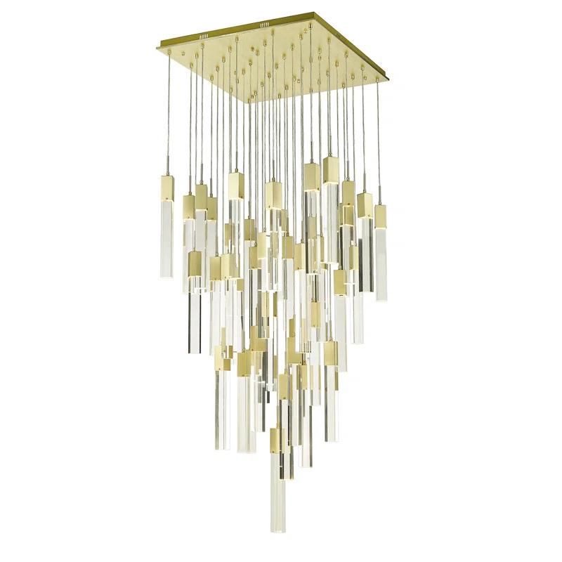 Contemporary 41-Light Brass & Crystal Cluster Chandelier