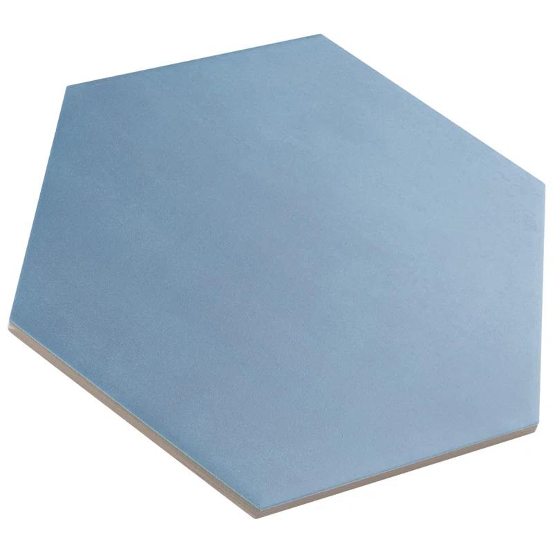 Horizon Hex Contemporary 9" x 7.75" Matte Blue Ceramic Tile