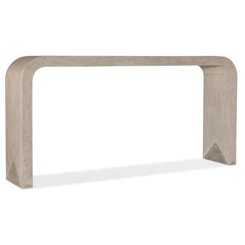 Beige Wood and Glass Rectangular Console Table with Storage