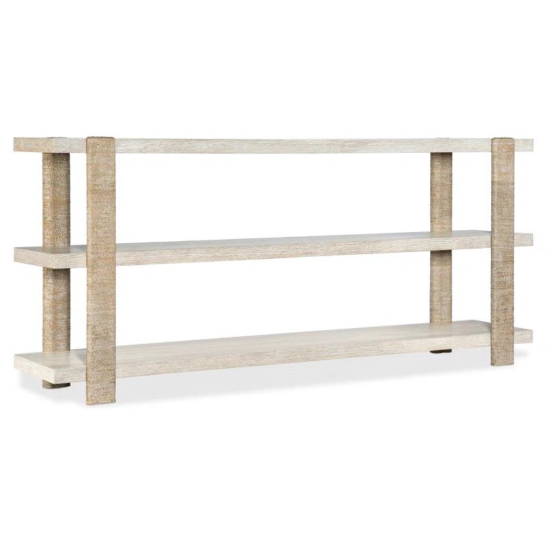 Beige and White Oak Veneer Rectangular Console Table with Storage