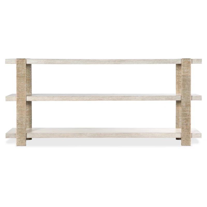 Beige and White Oak Veneer Rectangular Console Table with Storage