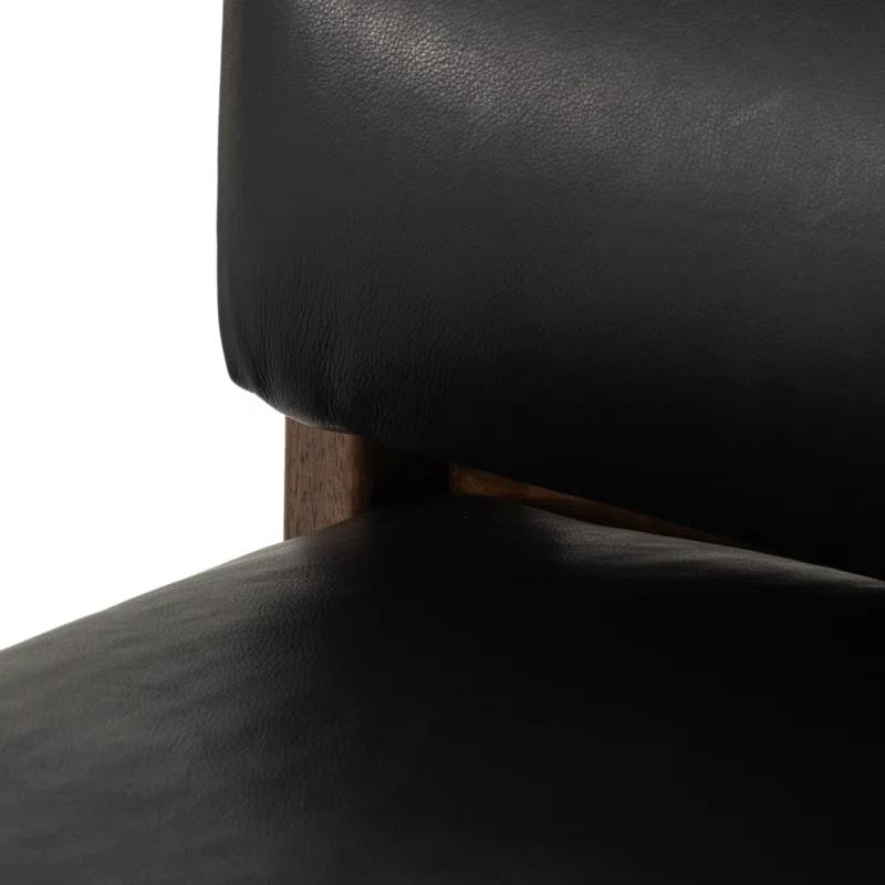 Heirloom Black Leather Handcrafted Slipper Chair 37"