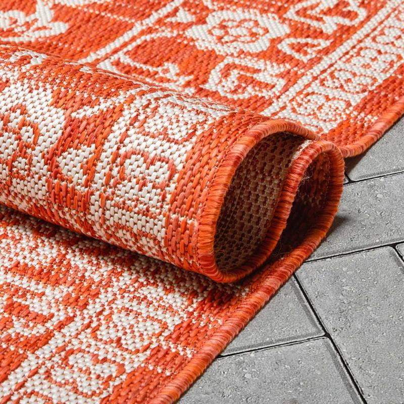 Lia Delphi Persian Oriental Orange Indoor/Outdoor Area Rug