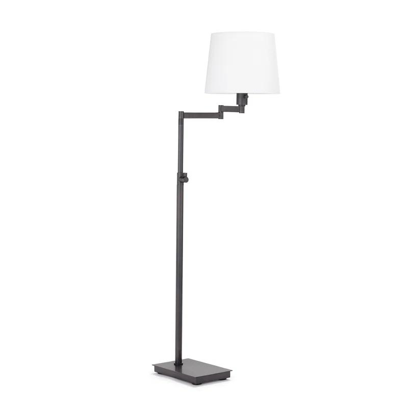 Adjustable Virtue Floor Lamp in Oil Rubbed Bronze with Linen Shade