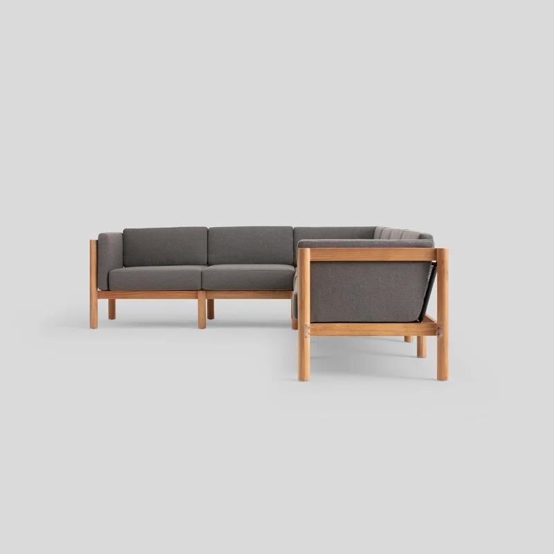 Haven 6-Piece U-Shaped Teak Outdoor Sectional with Sunbrella Cushions