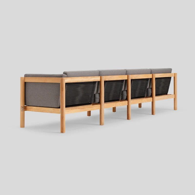 Haven 6-Piece U-Shaped Teak Outdoor Sectional with Sunbrella Cushions