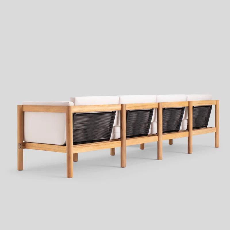Haven 114'' Wide Outdoor Teak Reversible Patio Sectional with Sunbrella Cushions