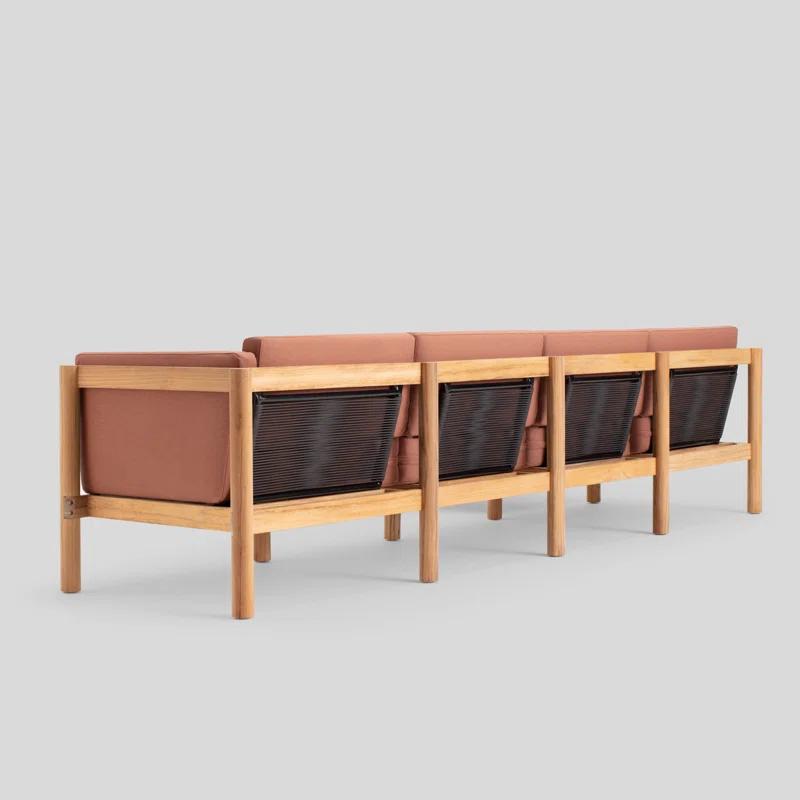 Haven 114'' Wide Outdoor Teak Reversible Patio Sectional with Sunbrella Cushions