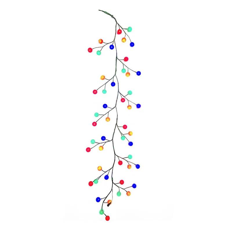 Festive 6-Foot Green Garland with Multicolor LED Cotton Lights