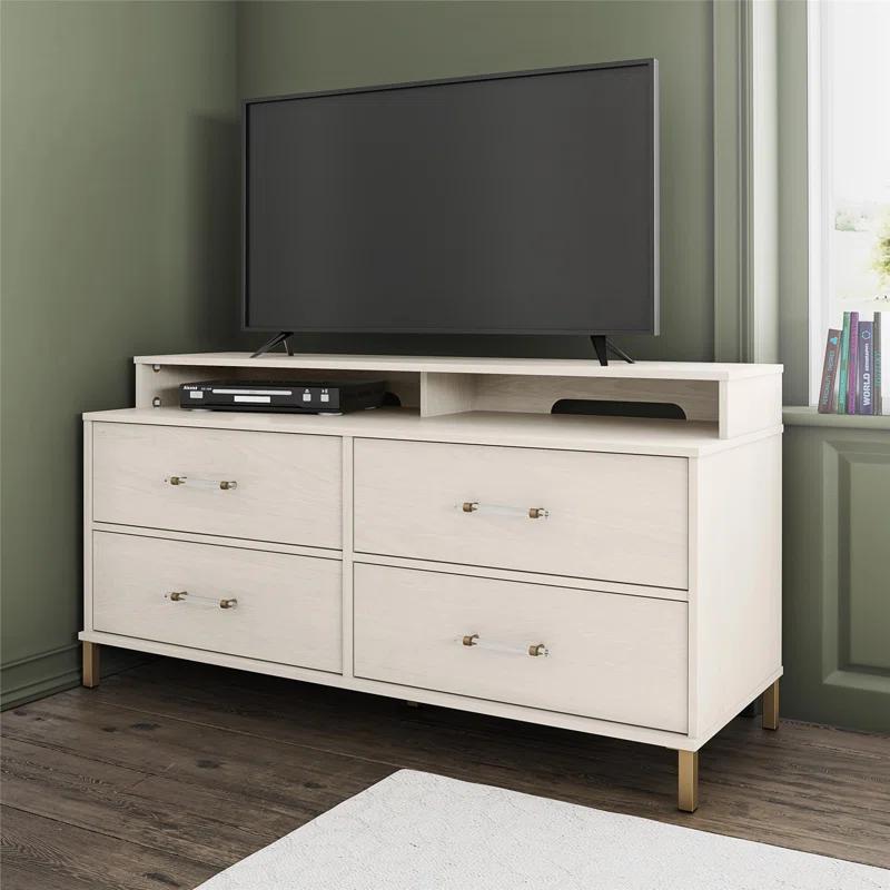 Kalissa 59'' White Oak Media Dresser with Gold Accents for TVs Up to 50"