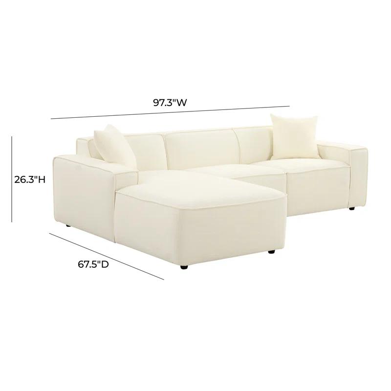 Elise Cream Velvet Right Hand Facing Sectional Sofa