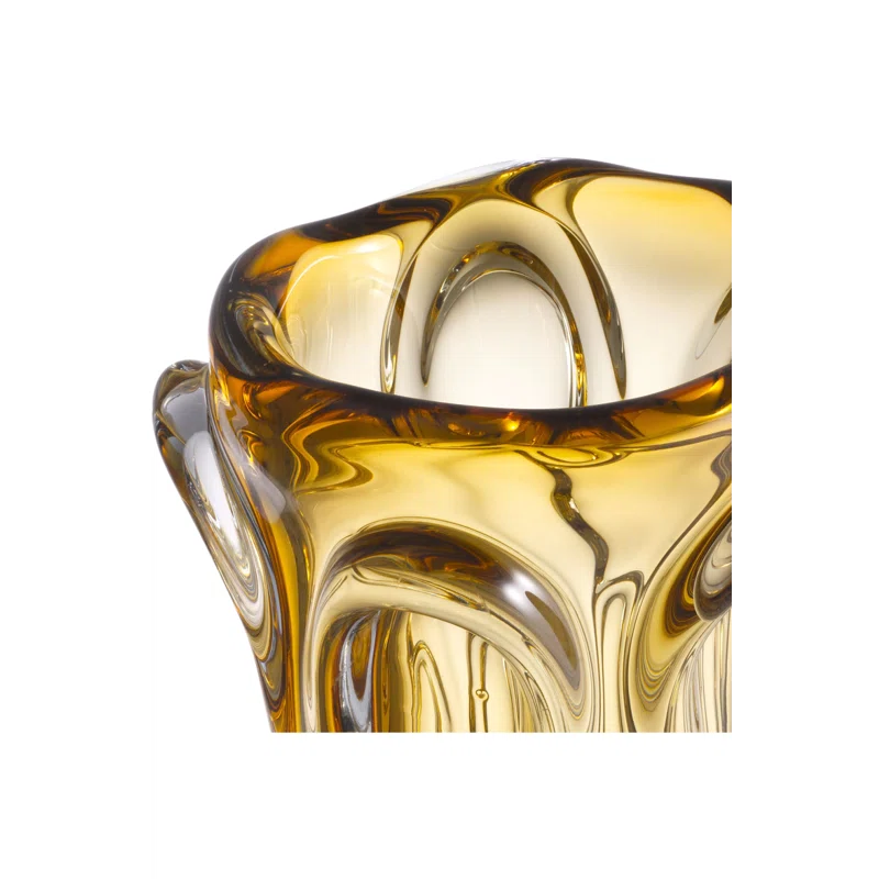 Aila 12'' Yellow Handblown Glass Decorative Table Vase