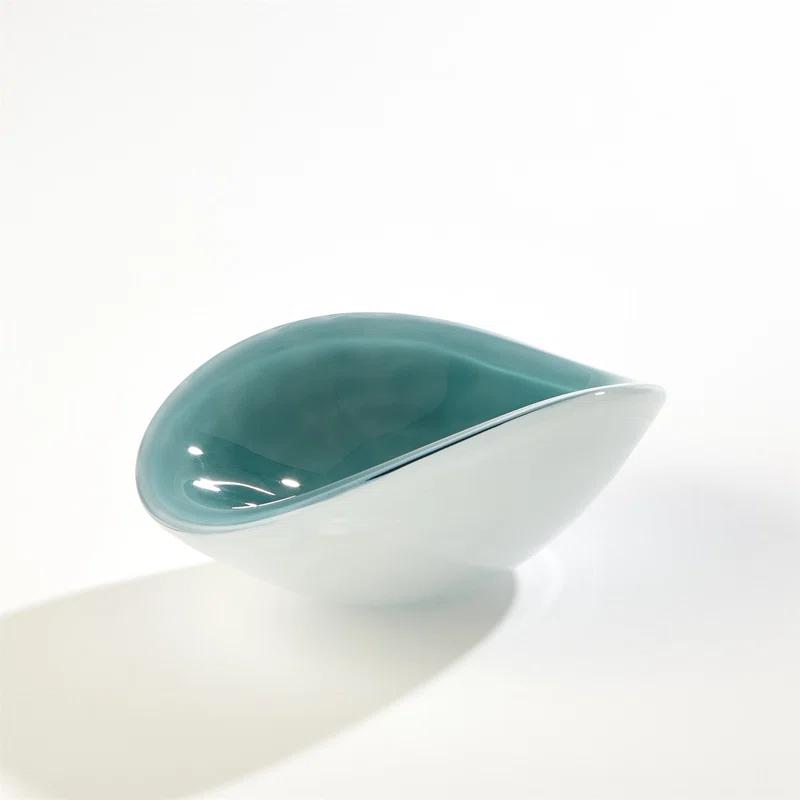 Azure Handcrafted Pinched Glass Decorative Bowl