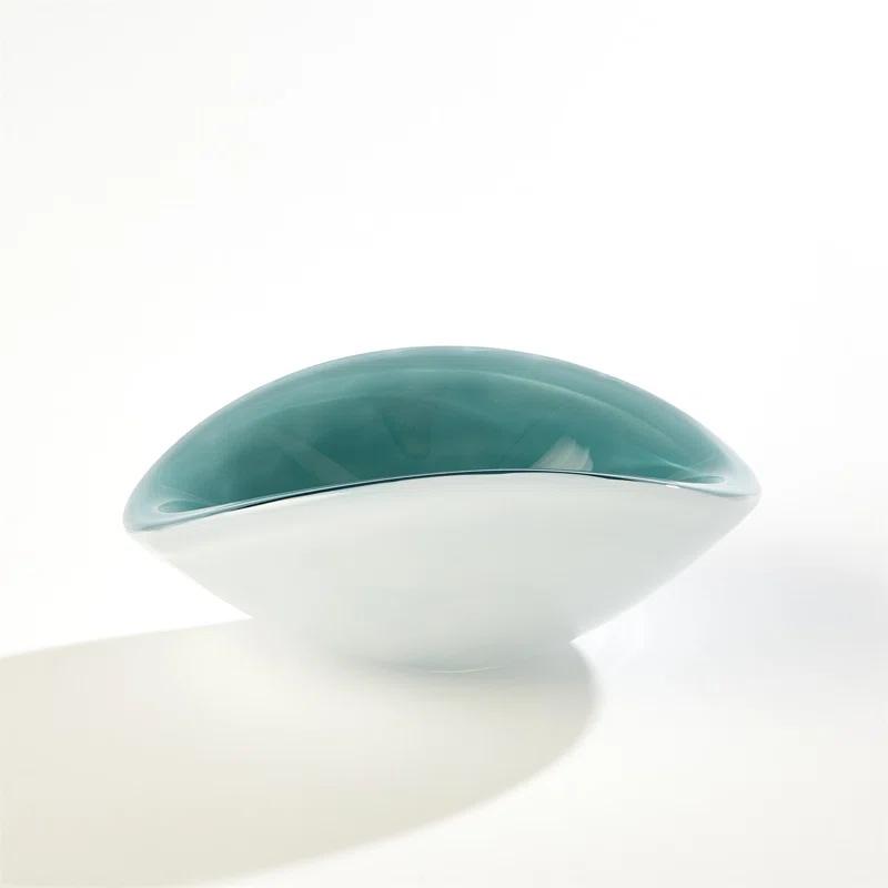 Azure Handcrafted Pinched Glass Decorative Bowl