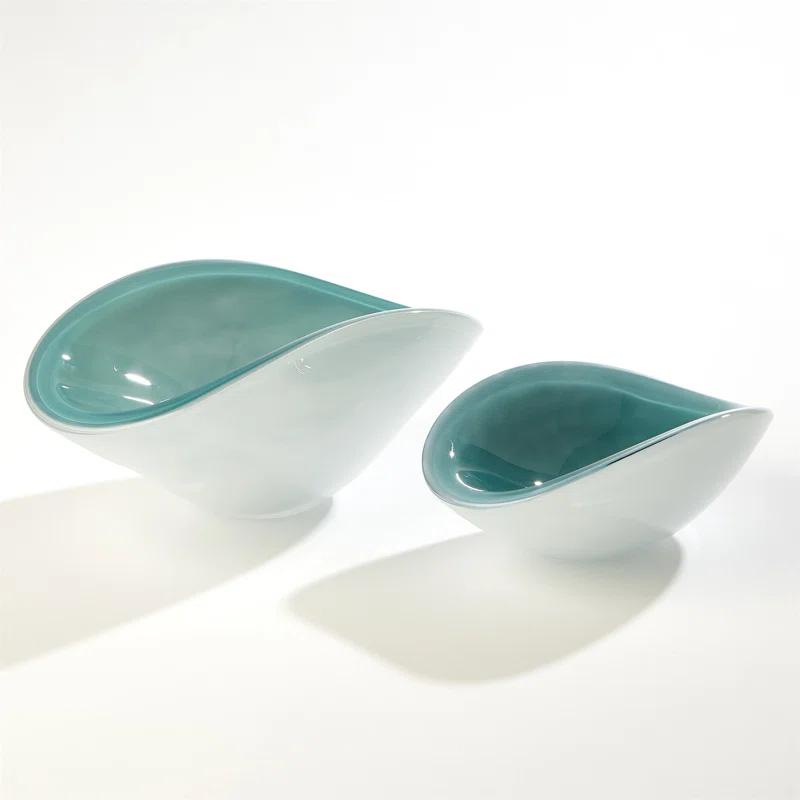 Azure Handcrafted Pinched Glass Decorative Bowl