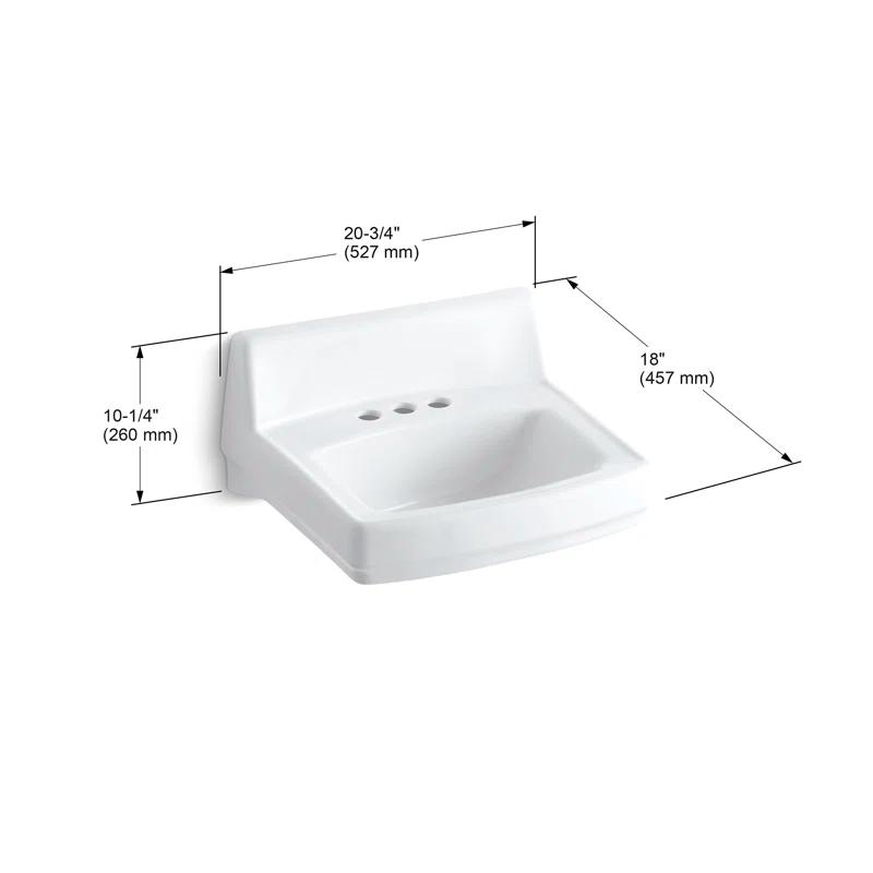 Greenwich White Ceramic Rectangular Wall-Mount Bathroom Sink