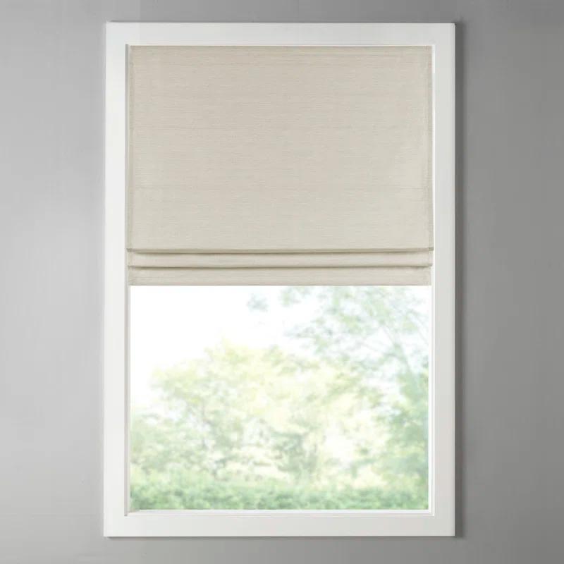 Ivory Faux Silk Room Darkening Cordless Roman Shade