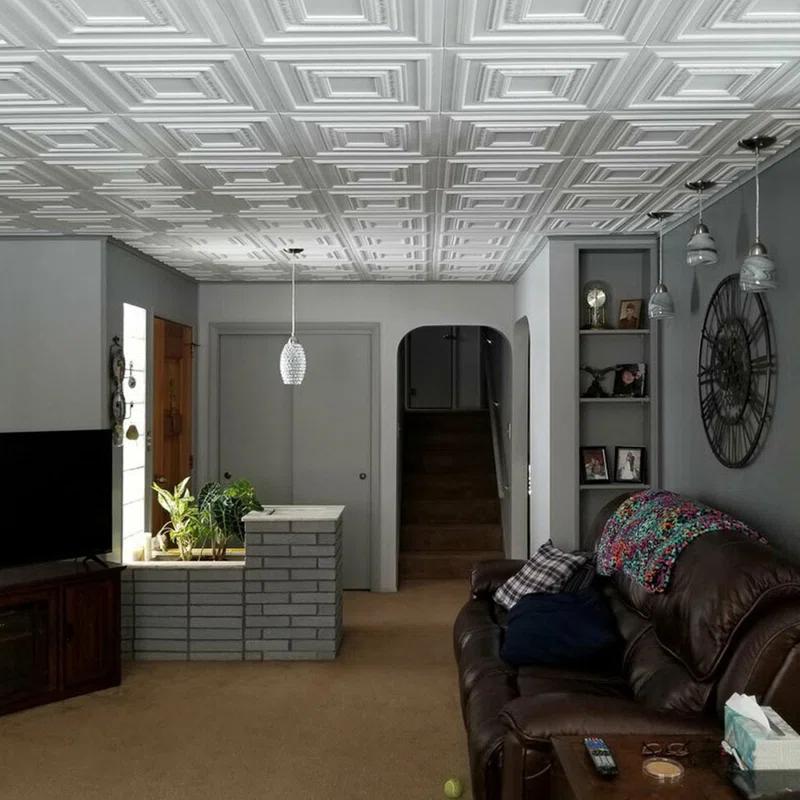 Chestnut Grove 1.6 ft. x 1.6 ft. Polystyrene Glue-up Ceiling Tile (Set of 96)
