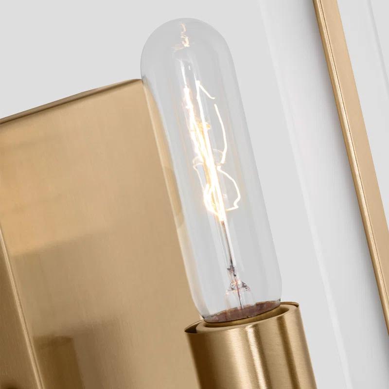 Satin Brass One-Light Vanity Sconce with Etched Glass