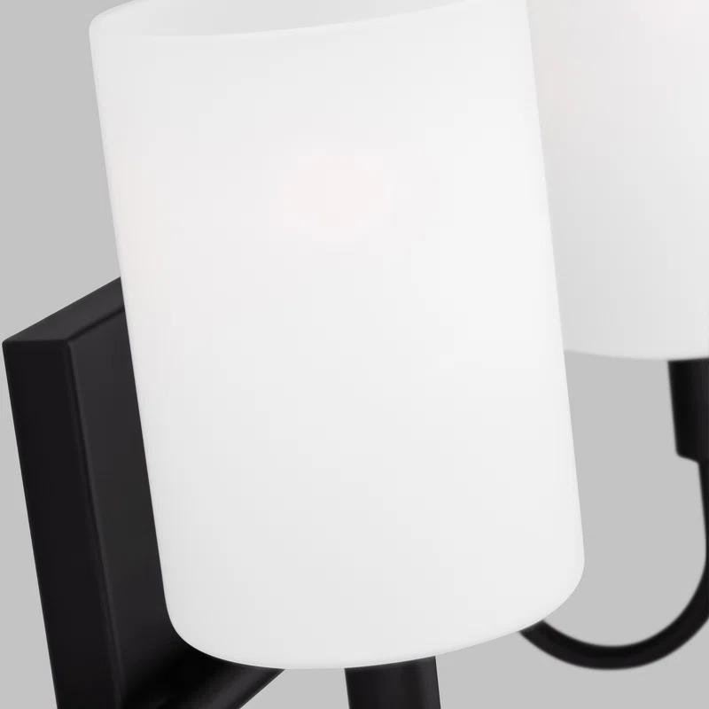 Midnight Black 2-Light Wall Sconce with Etched Glass Shades