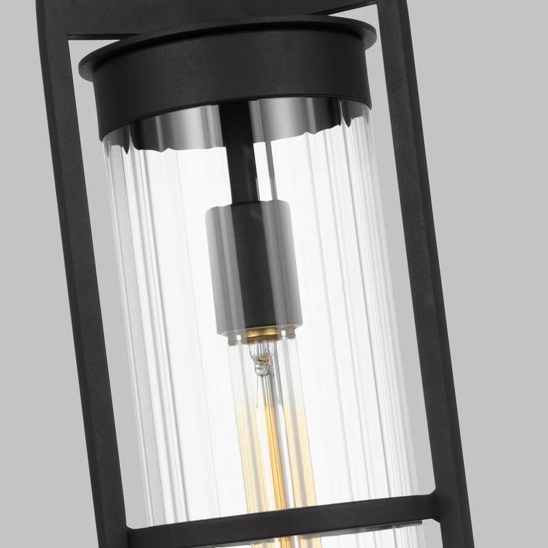 Black Clear Glass 1-Light Outdoor Pendant Lantern