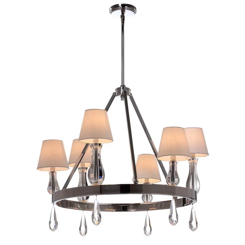 Sophia Elegant Chrome & Crystal 6-Light Wagon Wheel Chandelier