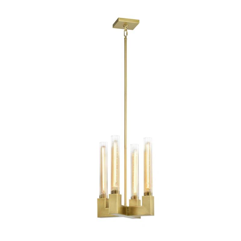 Placid Gold Brass LED Cylinder Chandelier 12x16 in