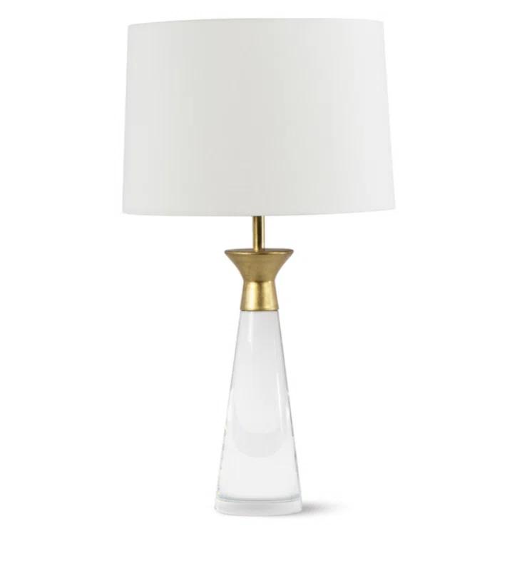 Elegant Starling Crystal and Brass Table Lamp with Linen Shade