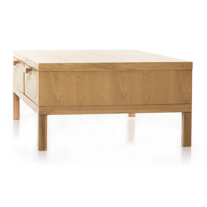 Allegra Honey Oak Veneer Coffee Table with Cane Drawers