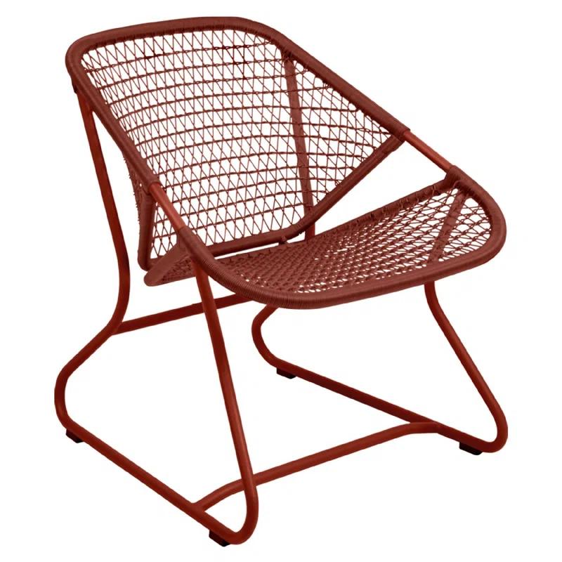 Sixties Ochre Red Wicker & Metal Patio Dining Chair