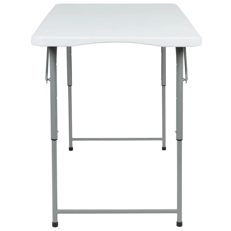 Flash Furniture Parker Height Adjustable Bi-Fold Plastic Folding Table with Carrying Handle