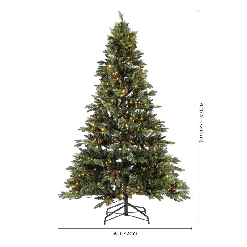 Festive Pine 7.5' Pre-Lit Multicolor Christmas Tree with Pine Cones