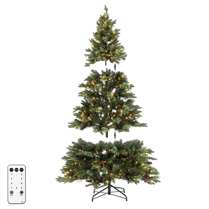 Festive Pine 7.5' Pre-Lit Multicolor Christmas Tree with Pine Cones