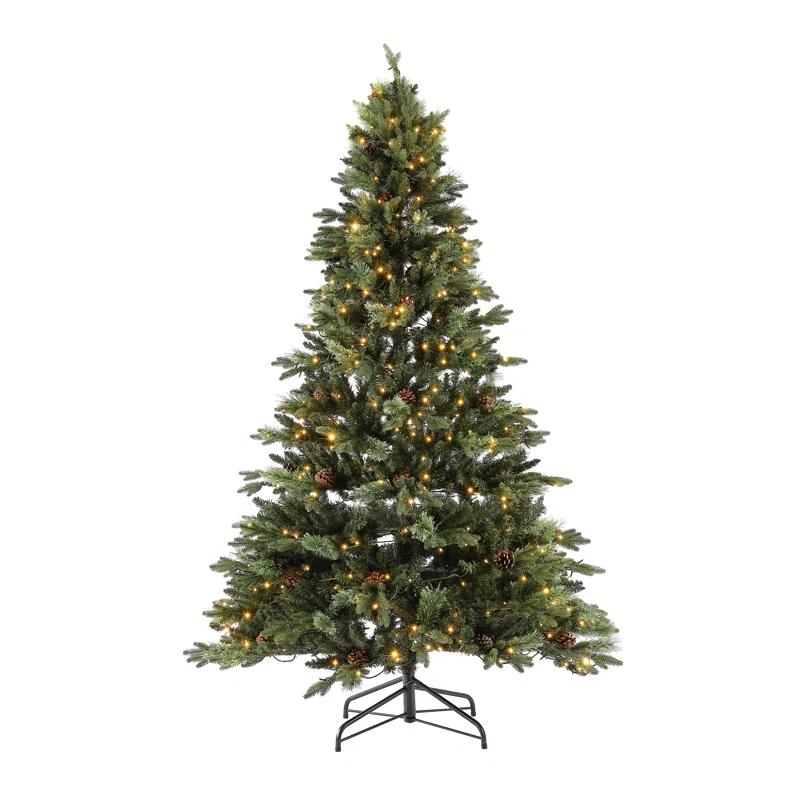 Festive Pine 7.5' Pre-Lit Multicolor Christmas Tree with Pine Cones